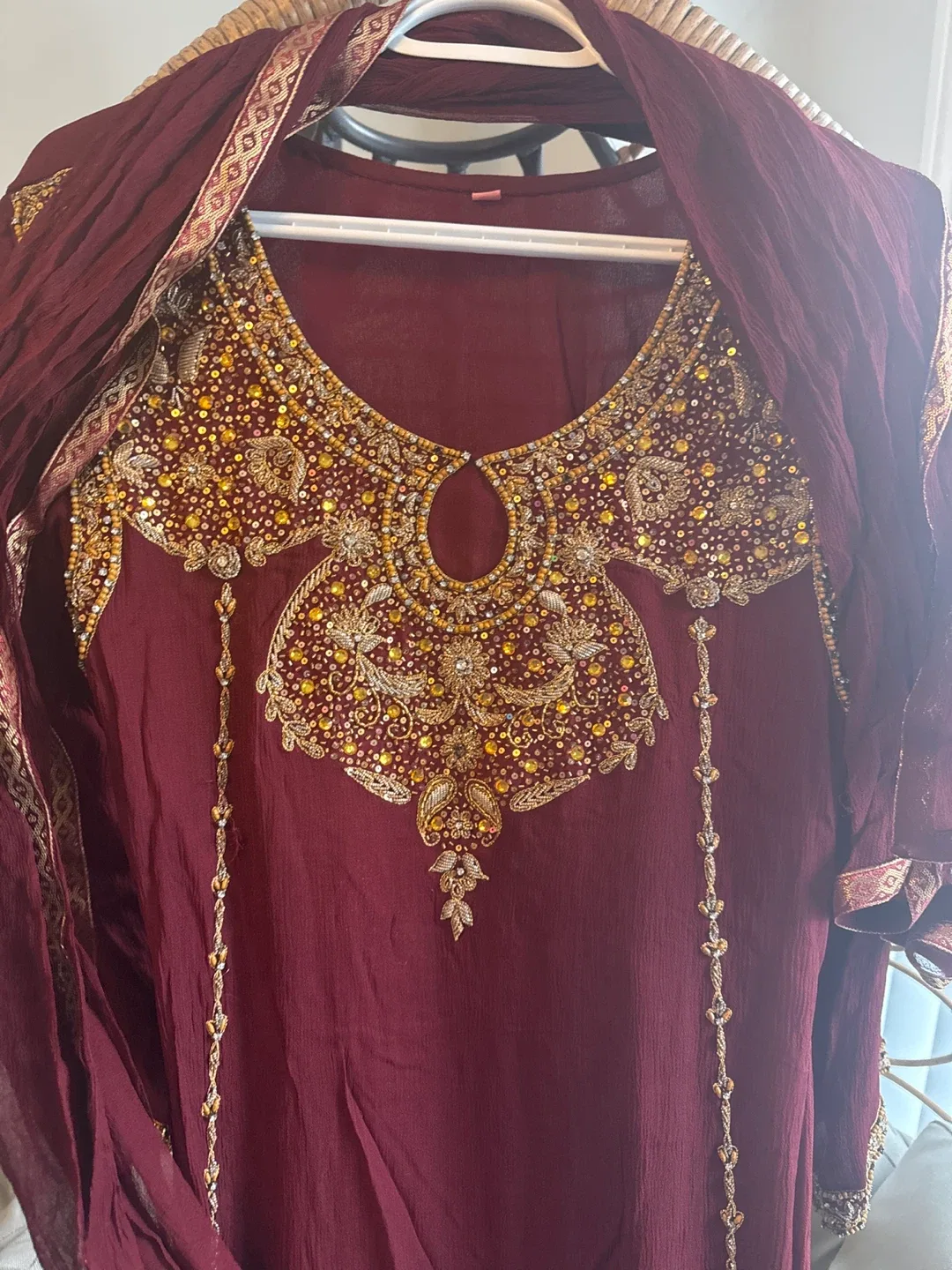 Maroon & Gold Embellished Salwar Kameez image indicator(2)