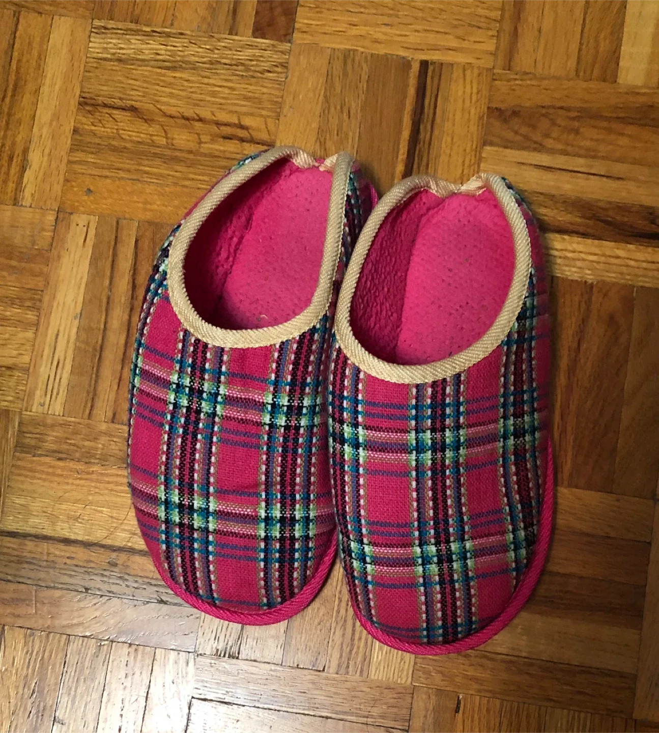 Pink Plaid Slippers size 7/7.5 image indicator(3)