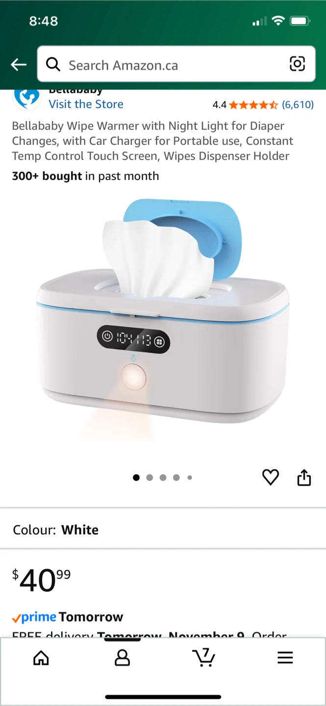 Bellababy Wipe Warmer with Night Light - White
