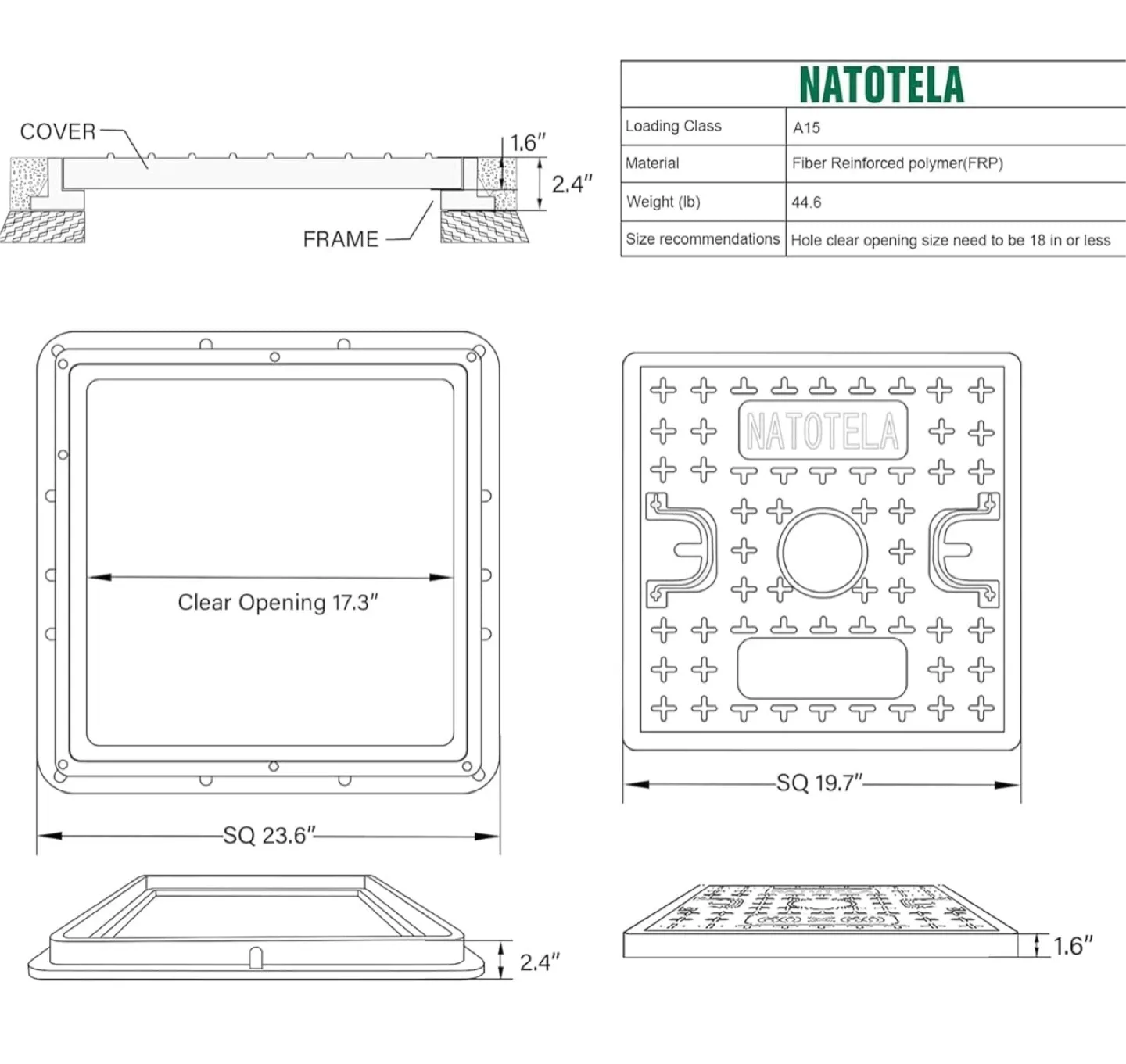 Natotela Solid Manhole Cover and Frame - BN image indicator(2)