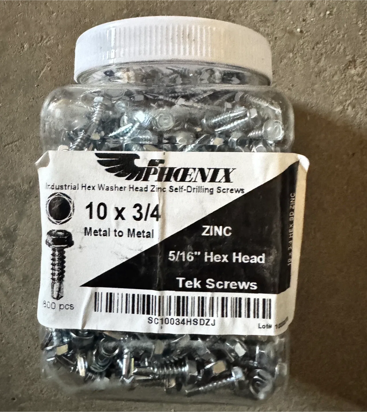 Phoenix 10 x 3/4" Industrial Hex Washer Screws
