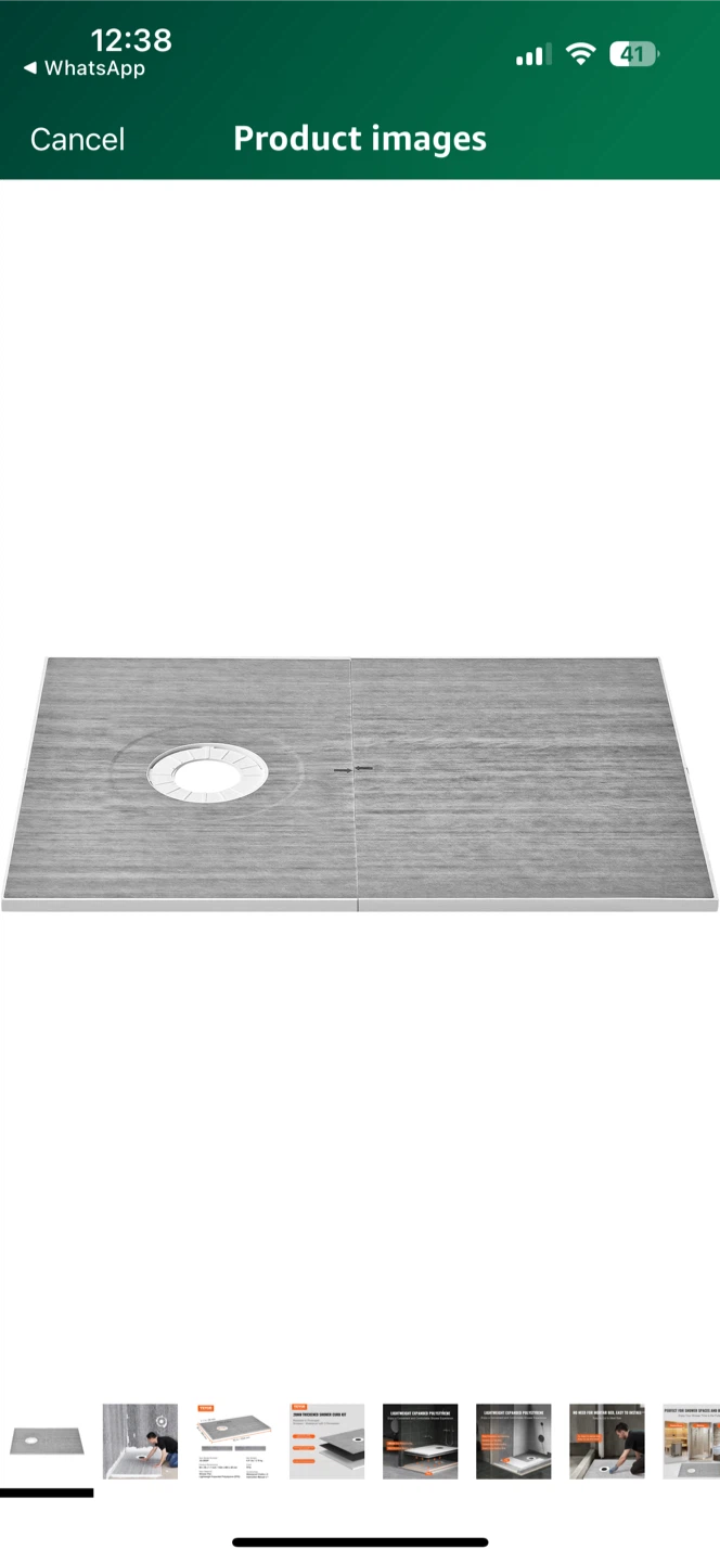 VEVOR JQ-3860P Shower Tray - 60 x 38 x 1.1 inch