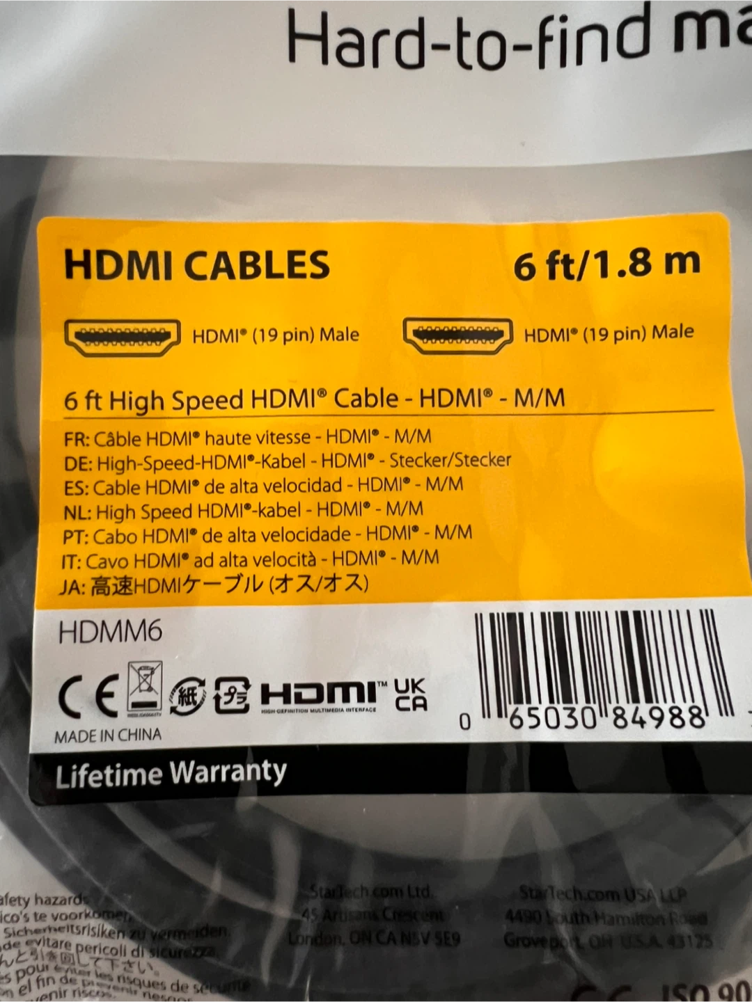 StarTech.com 6ft HDMI Cable - New - photo 2