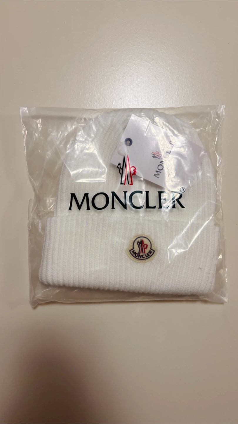 Moncler White Beanie