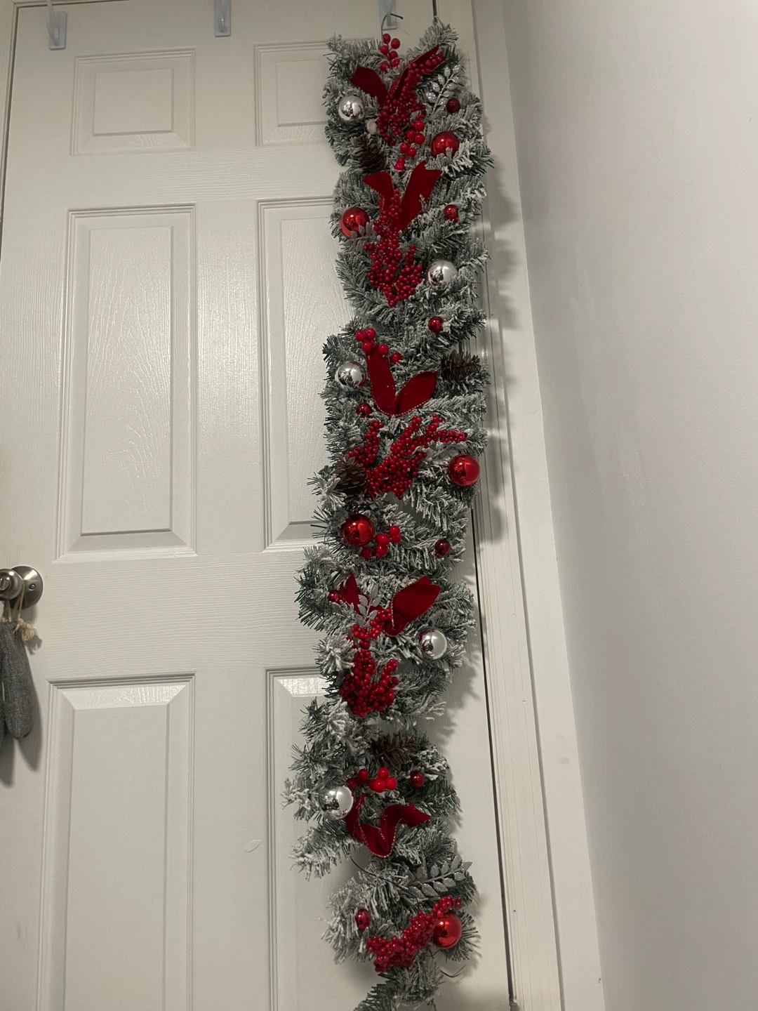 Christmas Garland with Red & Silver Ornaments