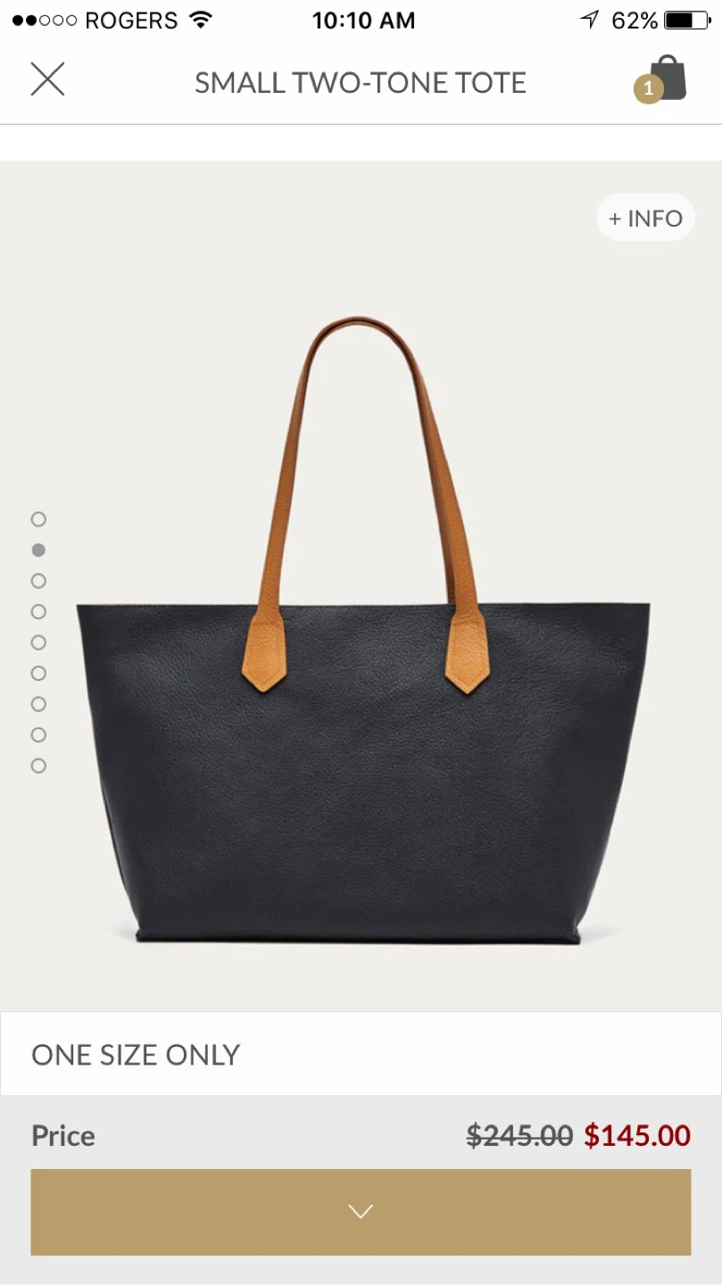 Massimo Dutti-Medium, Two-Tone Leather Tote Bag-reversible $65 - photo 2