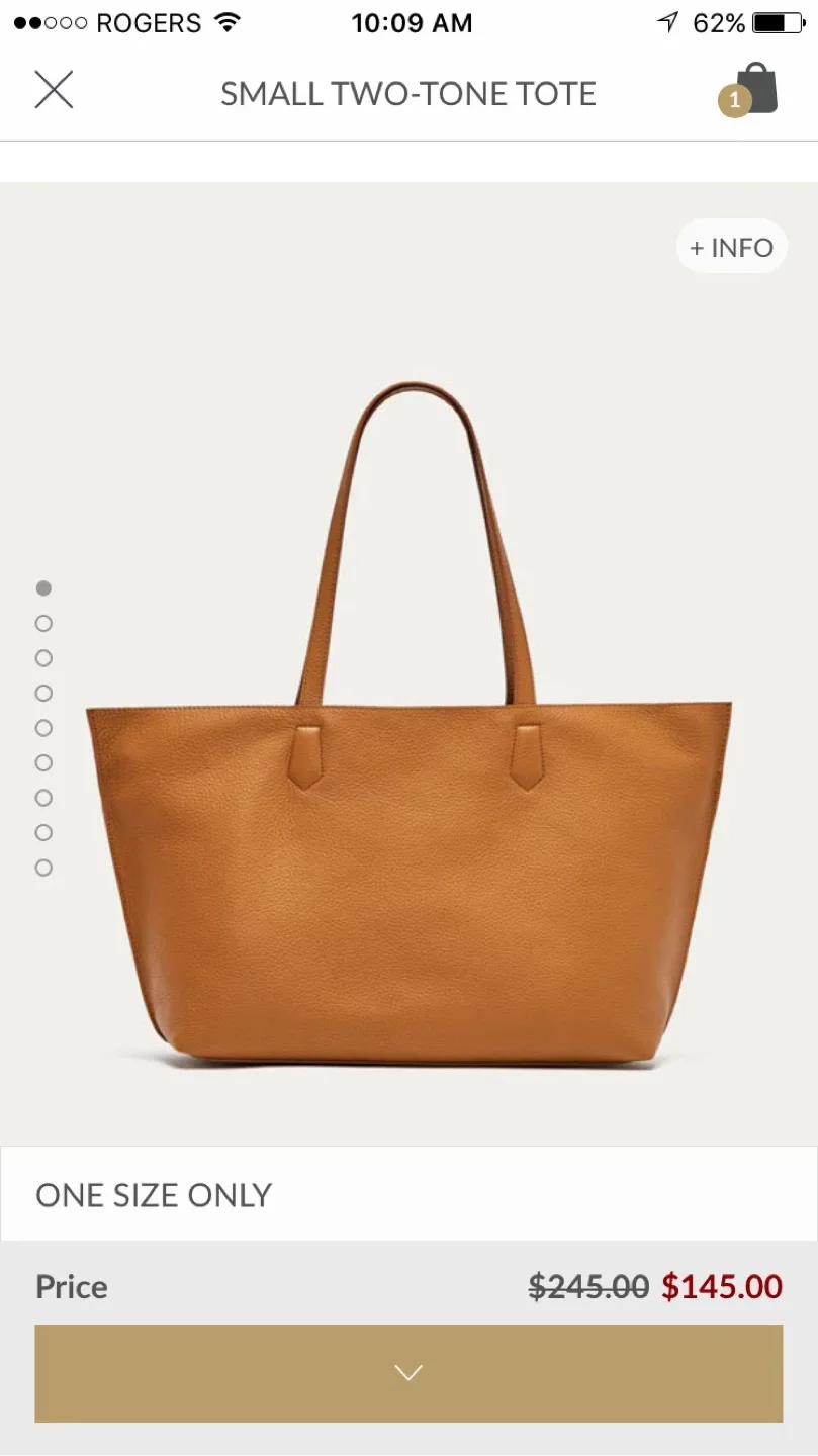 Medium, Two-Tone Leather Tote Bag-reversible $100 thumbnail