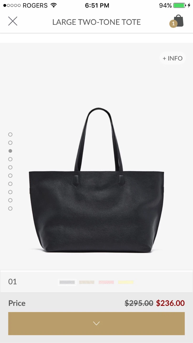 Massimo Dutti-Medium, Two-Tone Leather Tote Bag-reversible $65 - photo 5