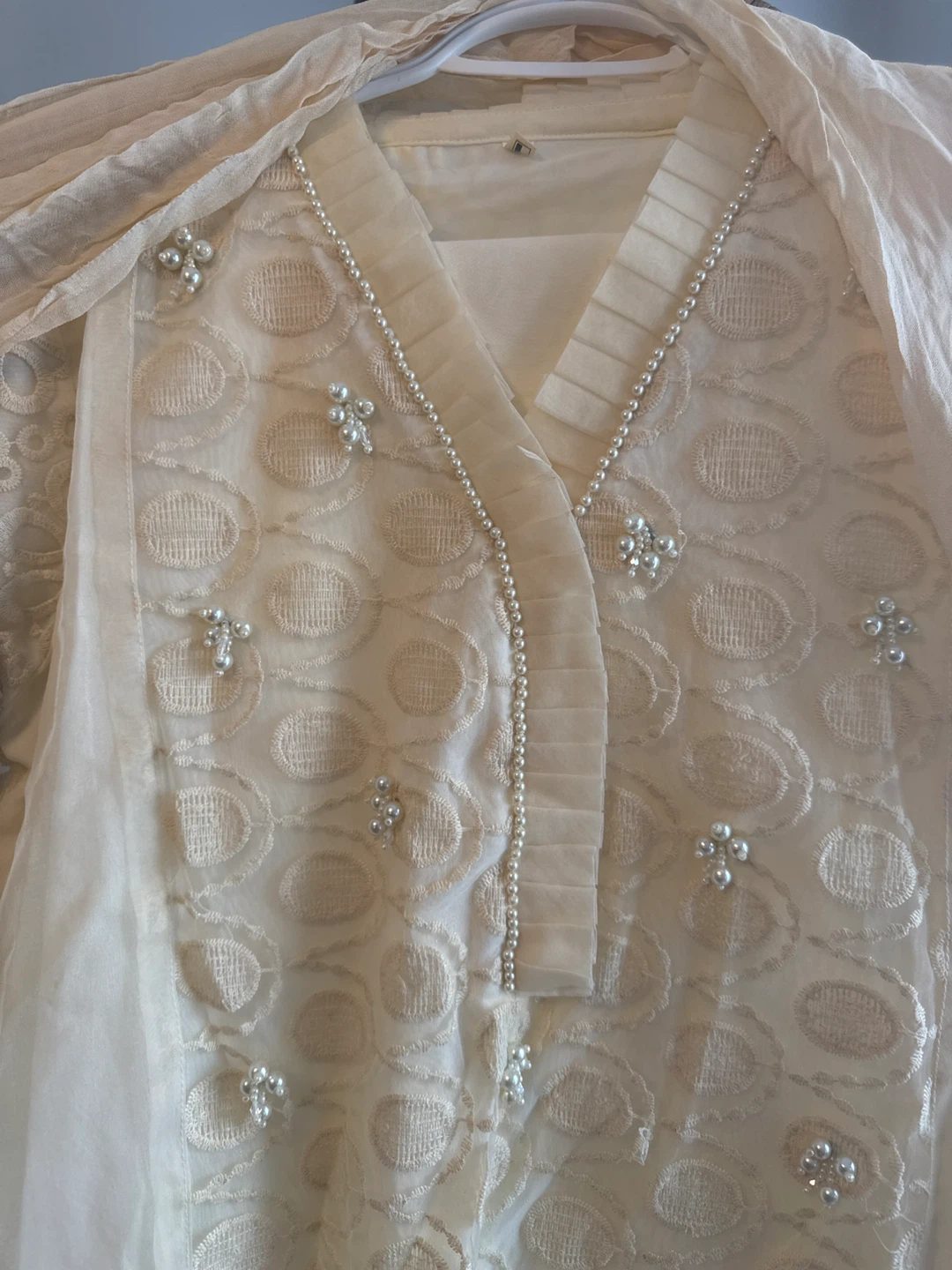 Women's Cream Color Embroidered Dress - photo 2