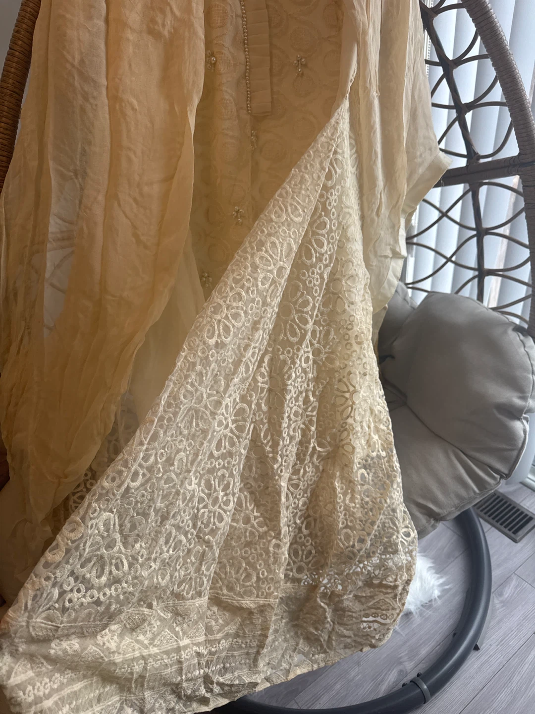 Women's Cream Color Embroidered Dress - photo 3