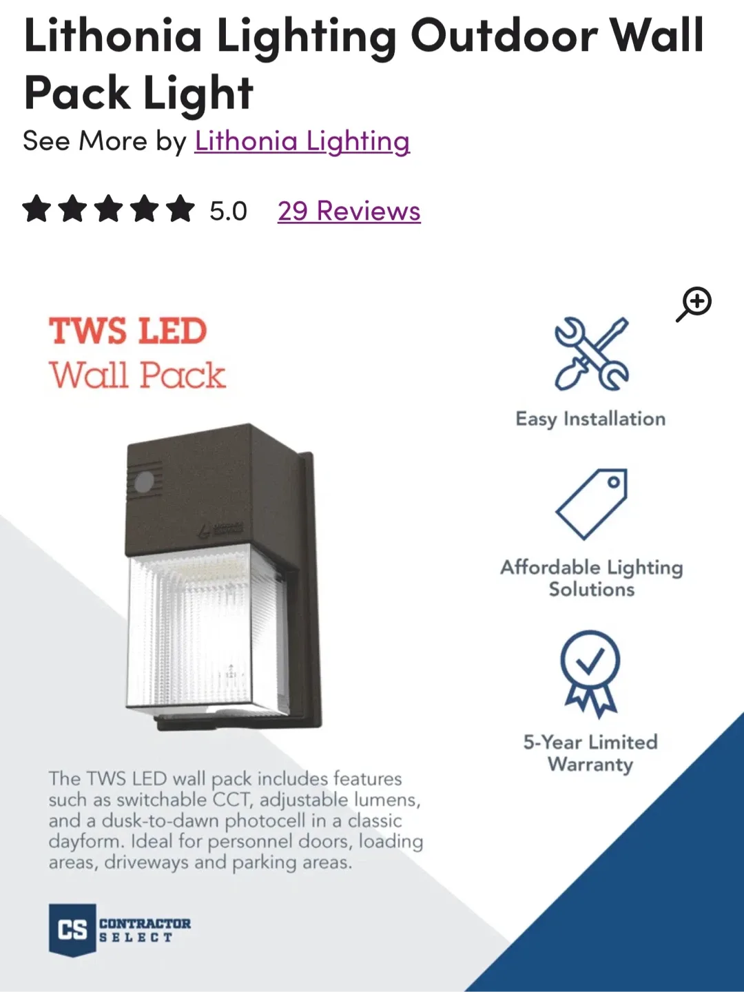 Lithonia Lighting Outdoor Wall Pack Light