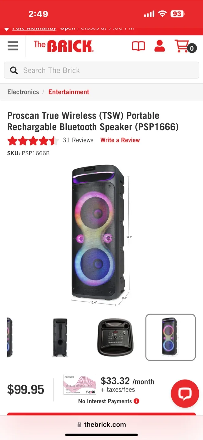 Proscan True Wireless (TSW) Portable Bluetooth Speaker (PSP1666)