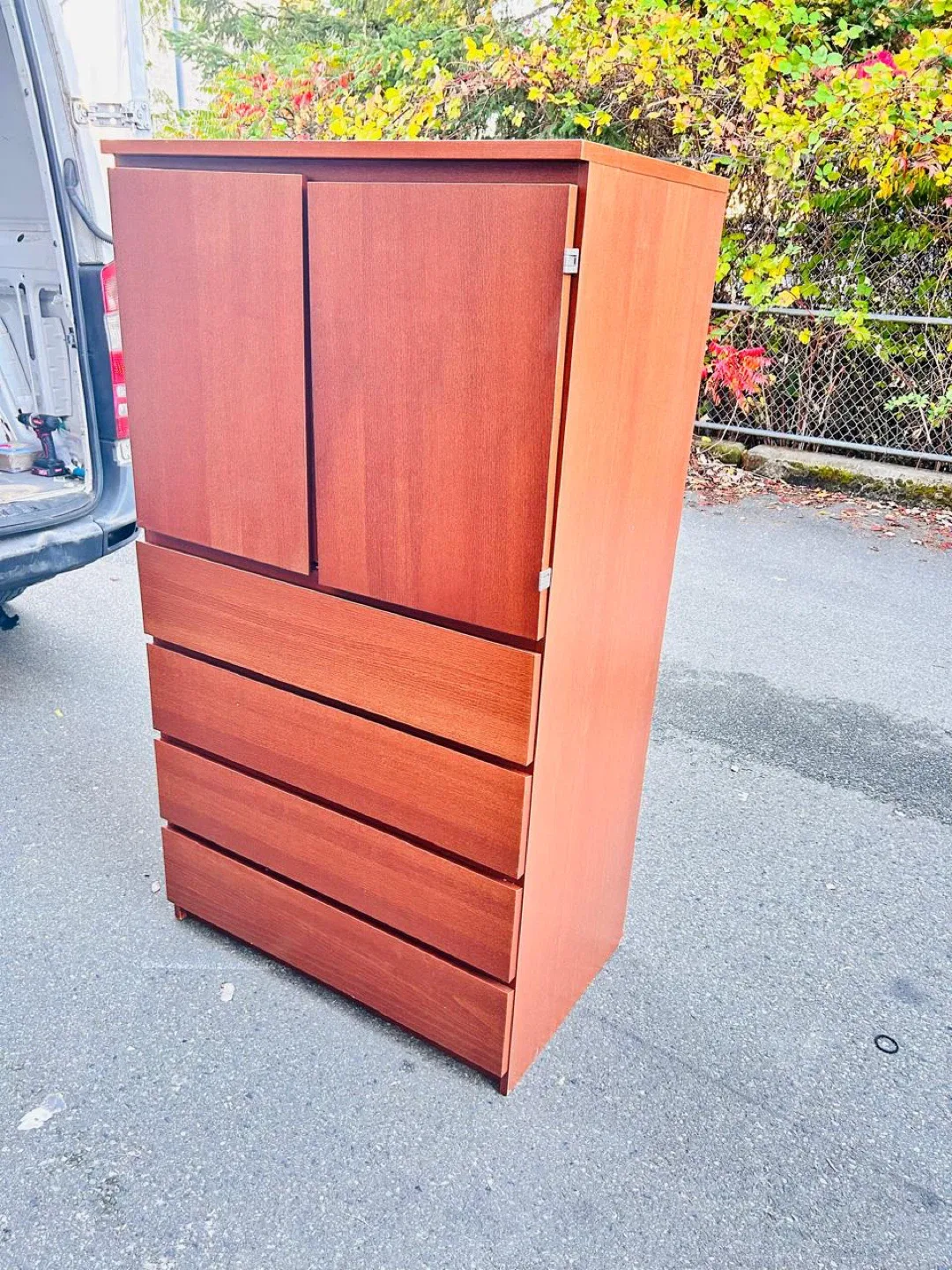 Wooden Wardrobe with Drawers thumbnail