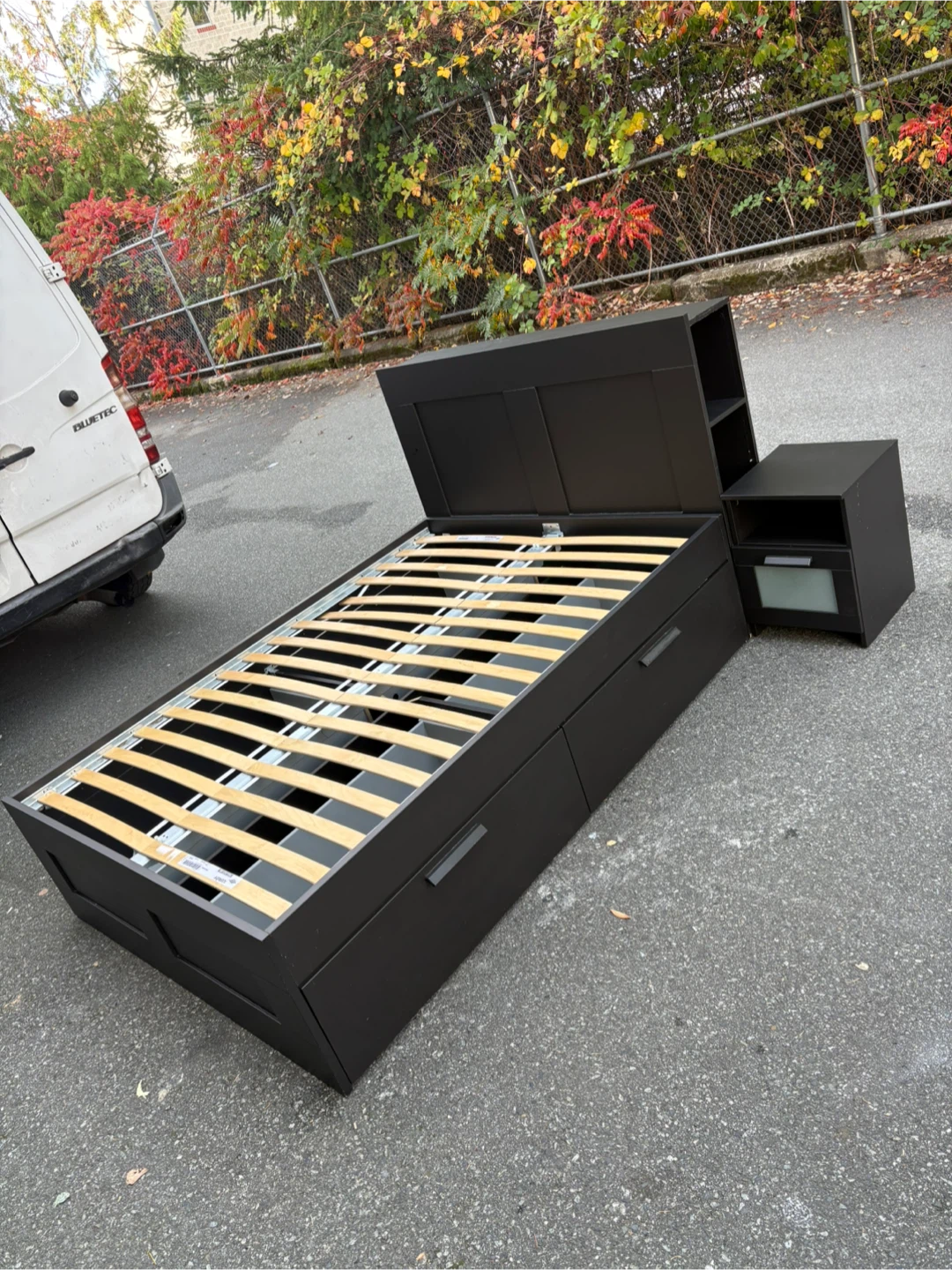 Black double/Full Bed Frame with Storage Drawers