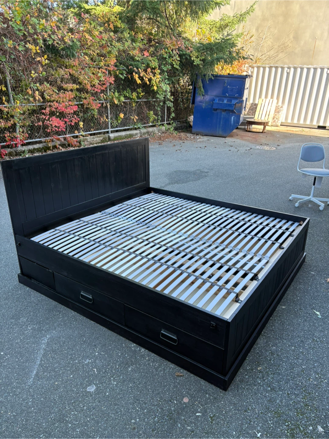 Black Wood king Bed Frame with Storage and Nightstand - photo 3