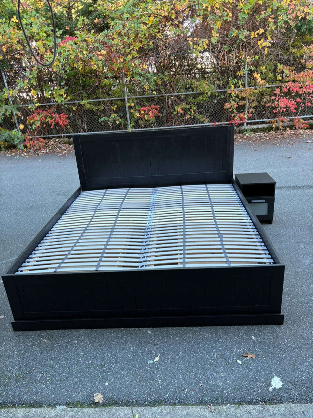 Black Wood king Bed Frame with Storage and Nightstand - photo 4