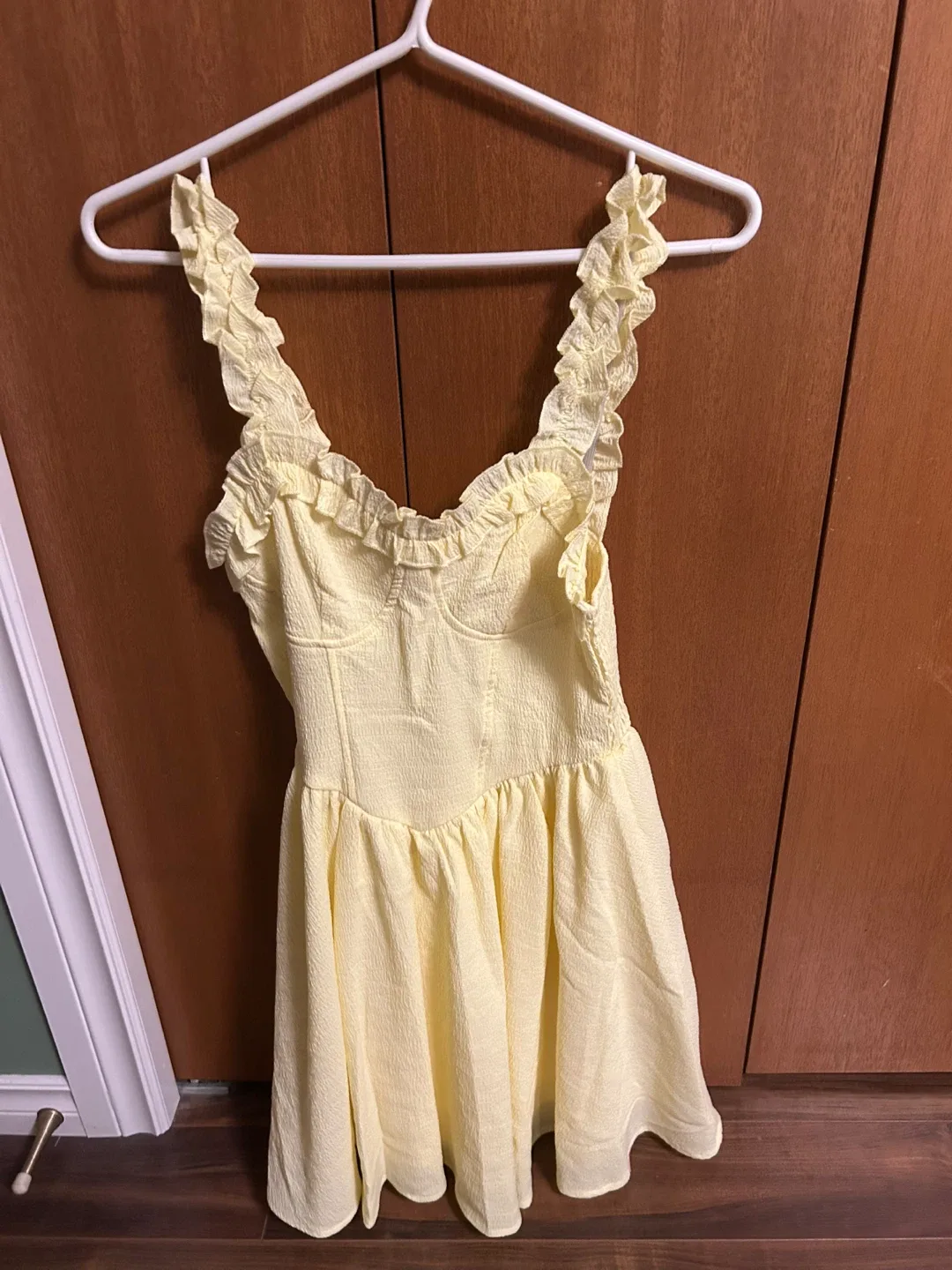 Yellow Ruffle Mini Dress