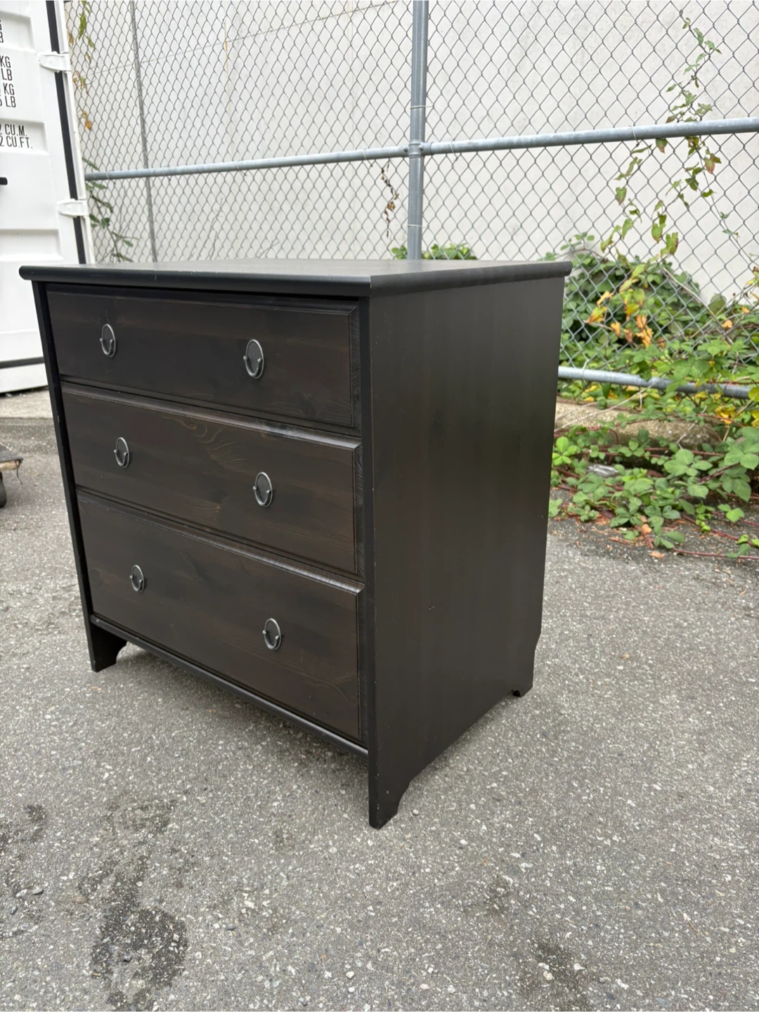 Dark Brown Wood 3-Drawer Dresser - photo 3