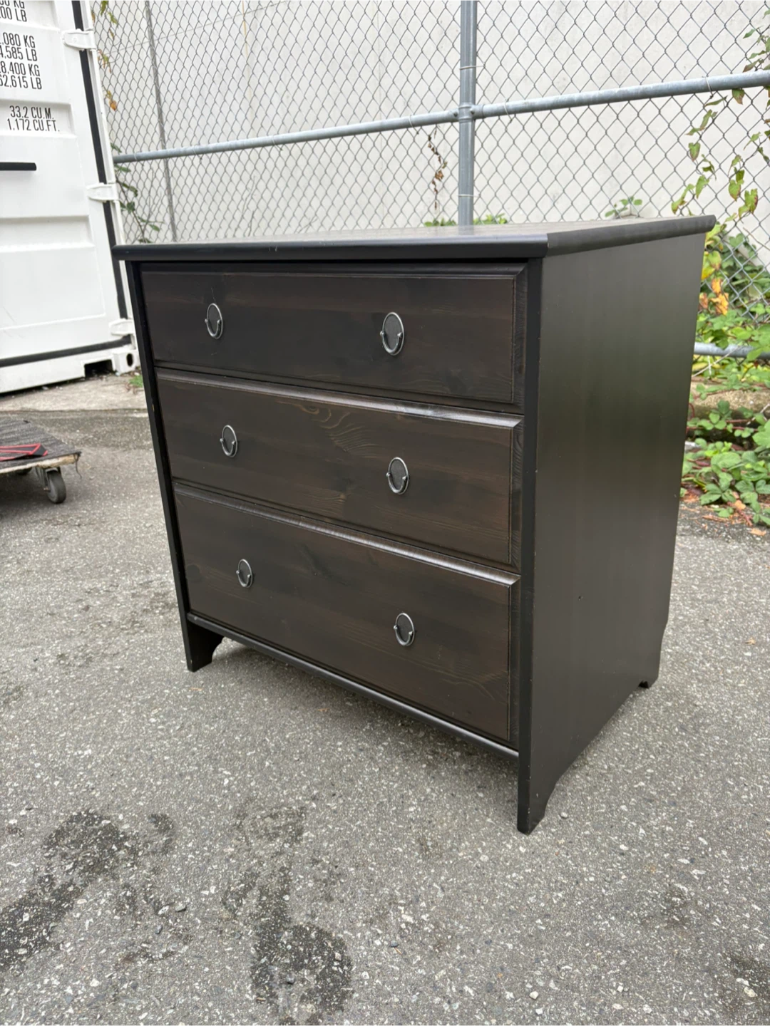 Dark Brown Wood 3-Drawer Dresser - photo 5