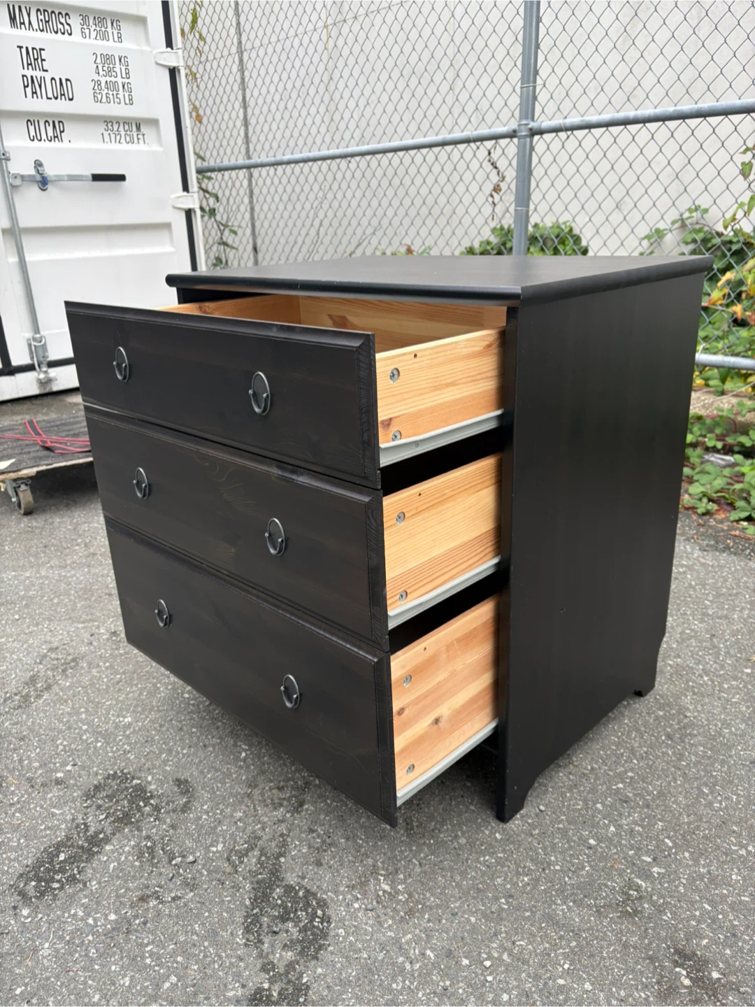 Dark Brown Wood 3-Drawer Dresser - photo 2