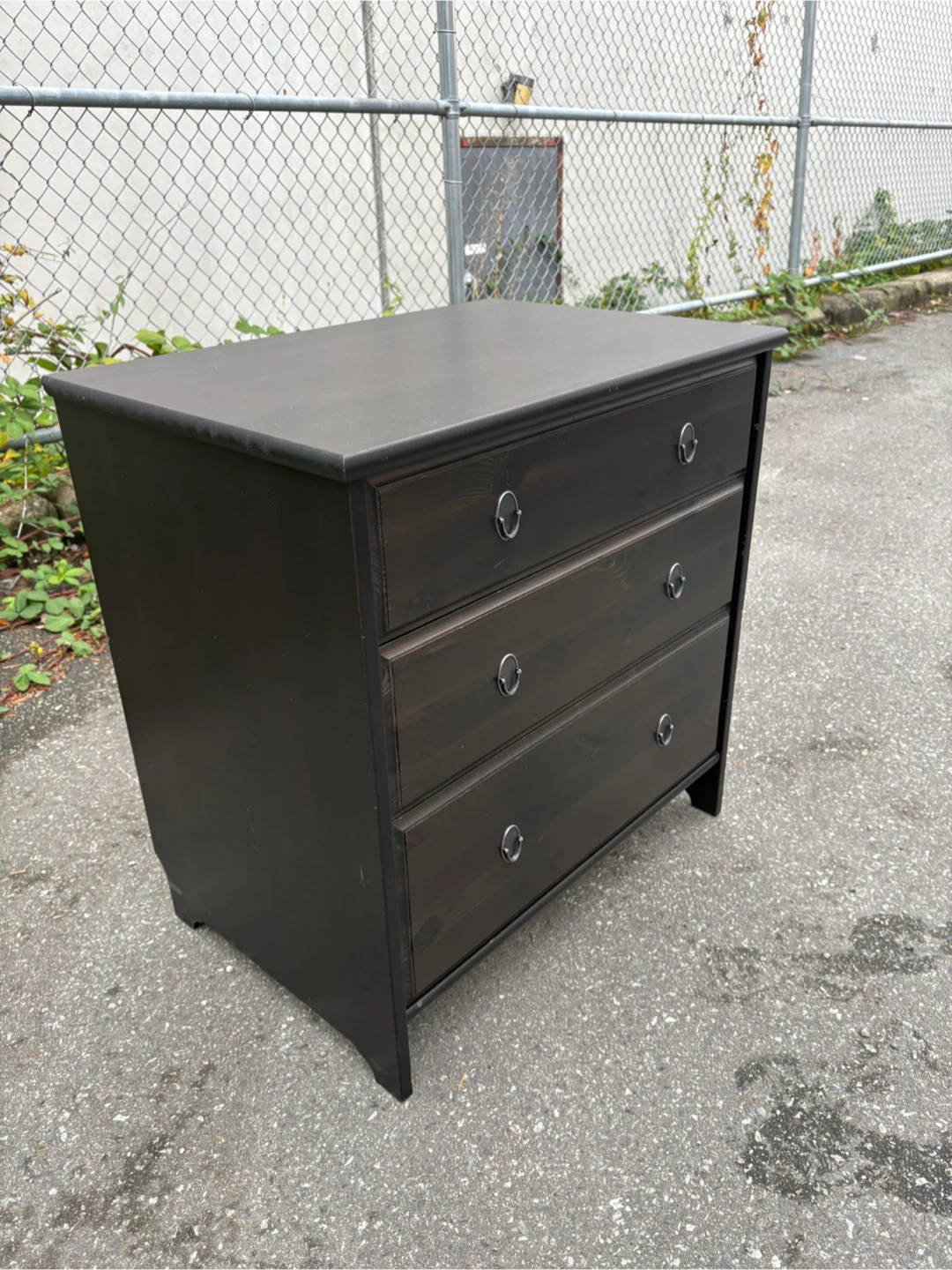 Dark Brown Wood 3-Drawer Dresser