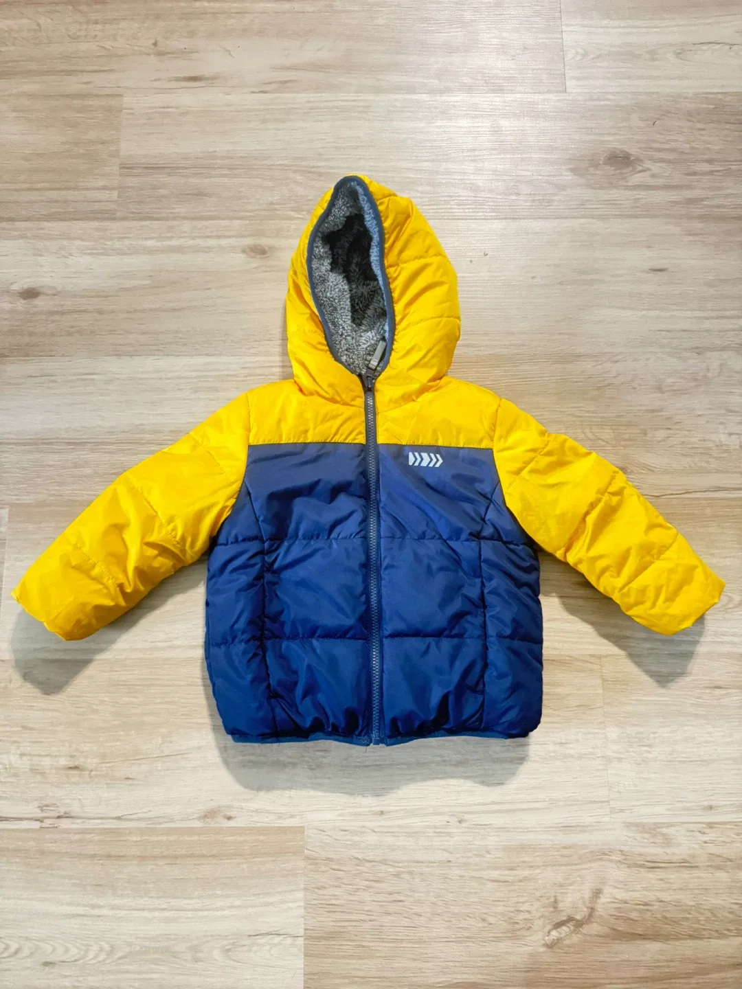 2 in 1 reversible Kids' Puffer Jacket - Blue & Yellow