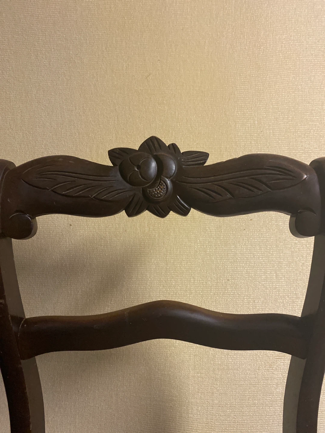 Antique Wooden Chair 🥕 with Striped Fabric Seat - photo 2