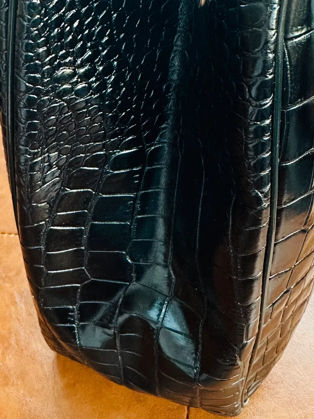 Longchamp Roseau Croco Black Leather- Large $450 image indicator(4)