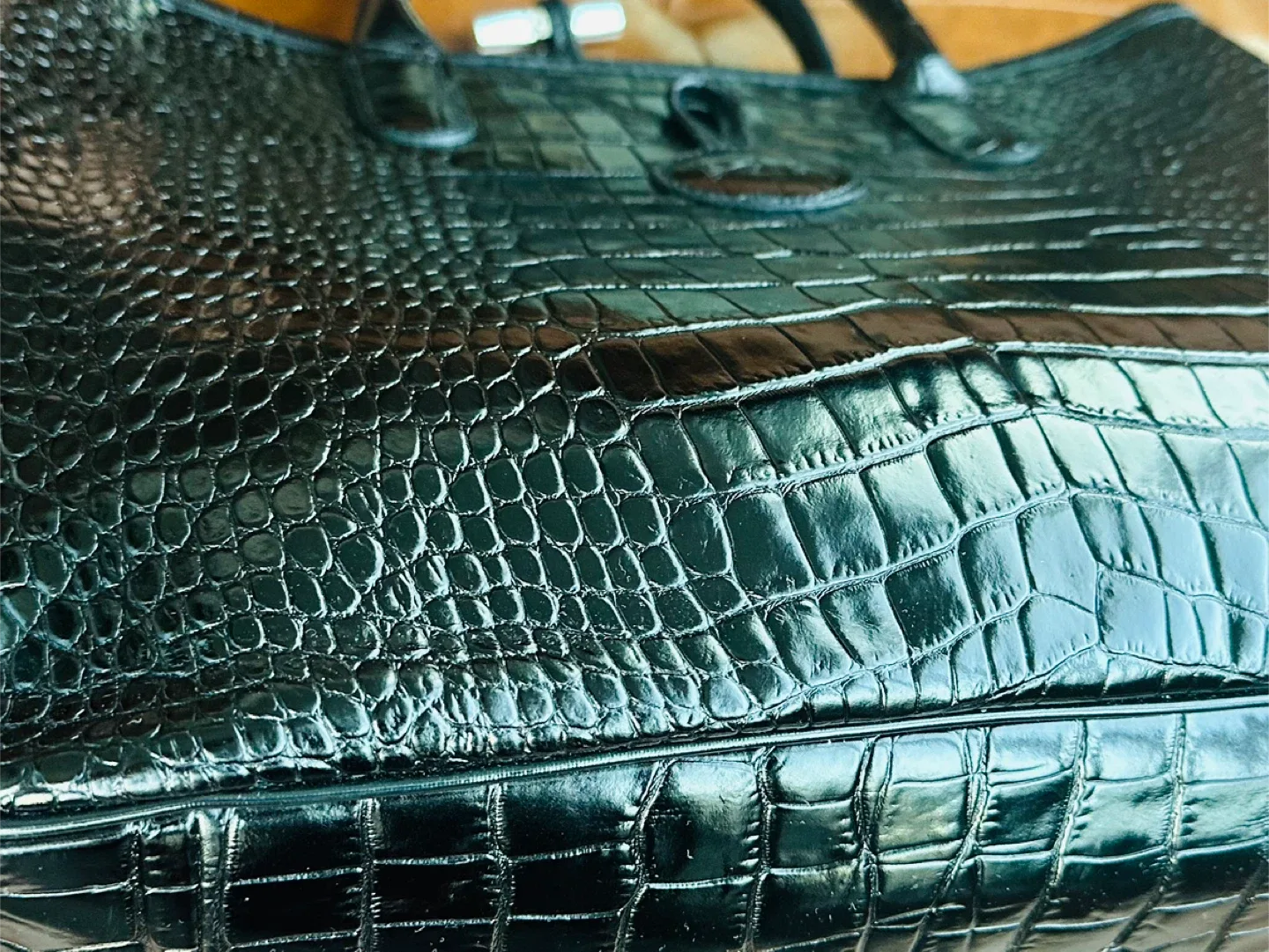 Longchamp Roseau Croco Black Leather- Large $450 image indicator(5)