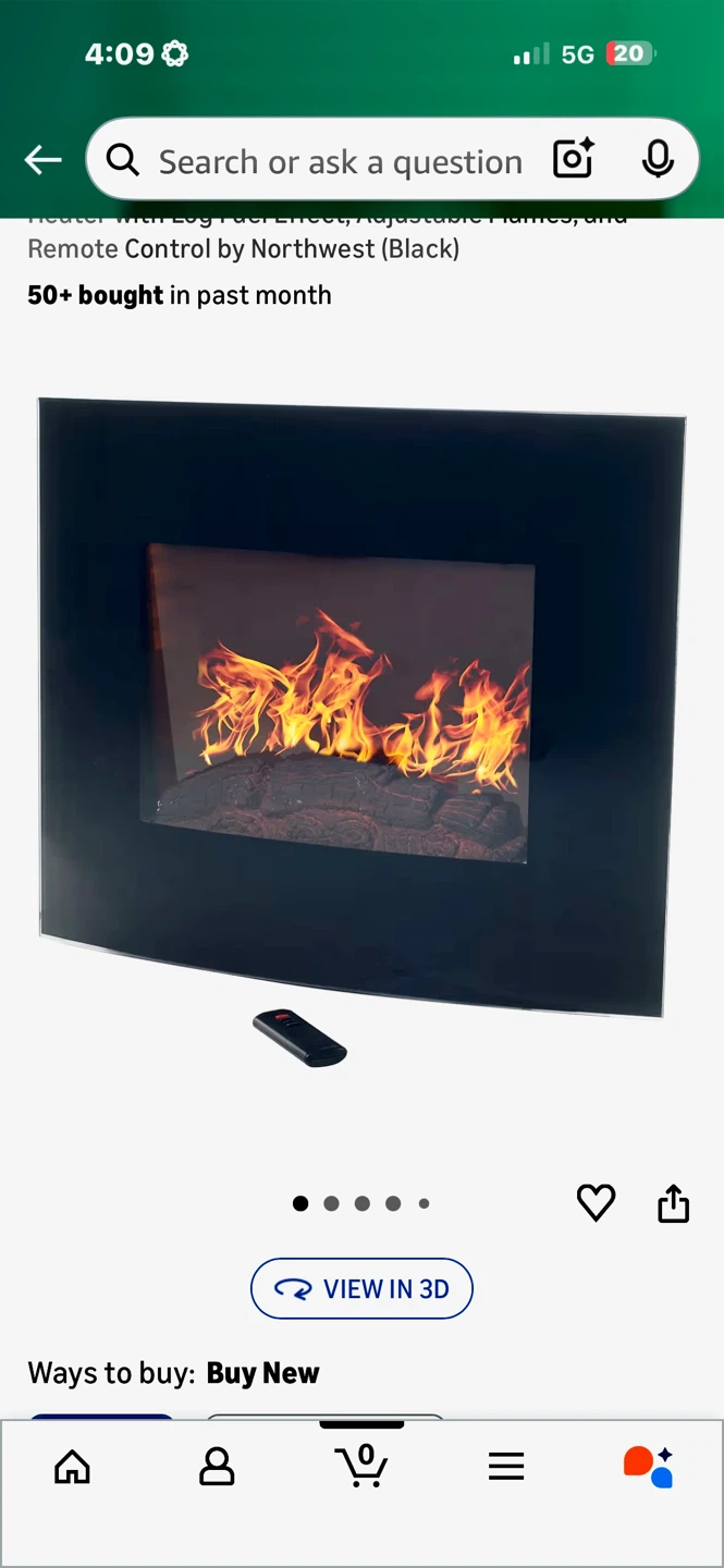 Northwest Black Electric Fireplace Heater