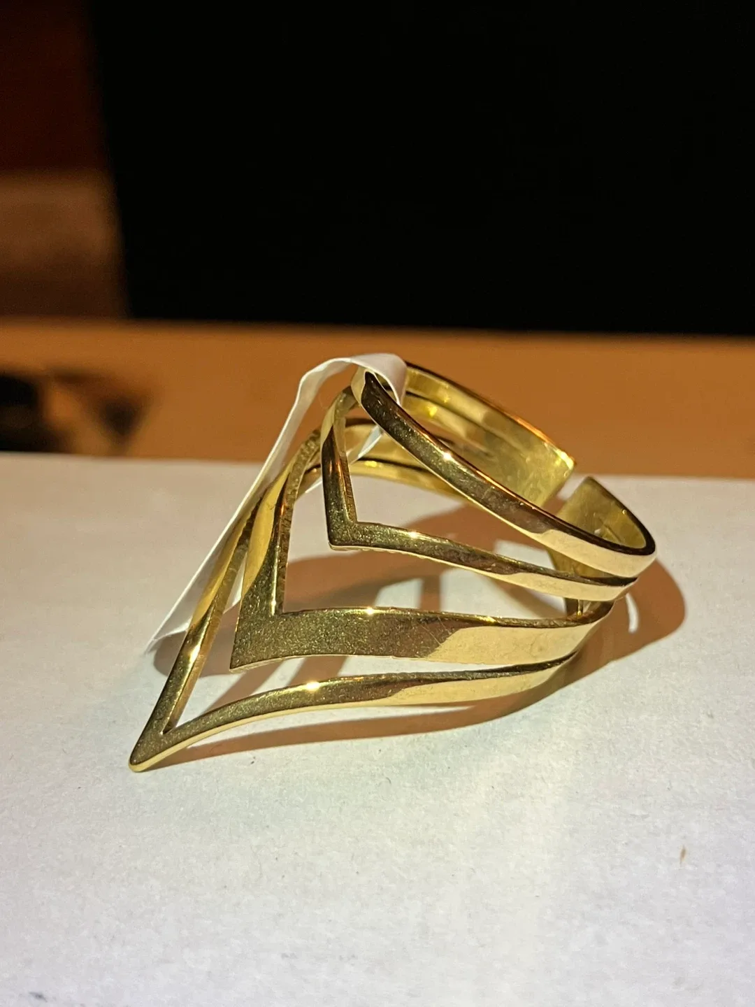 Gold Tone Chevron Ring - Size 9 image indicator(2)