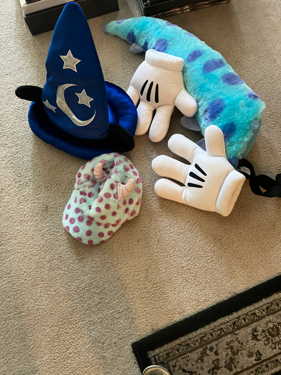 New Disney Sorcerer Hat, Sully Tail, Mickey Mouse Gloves