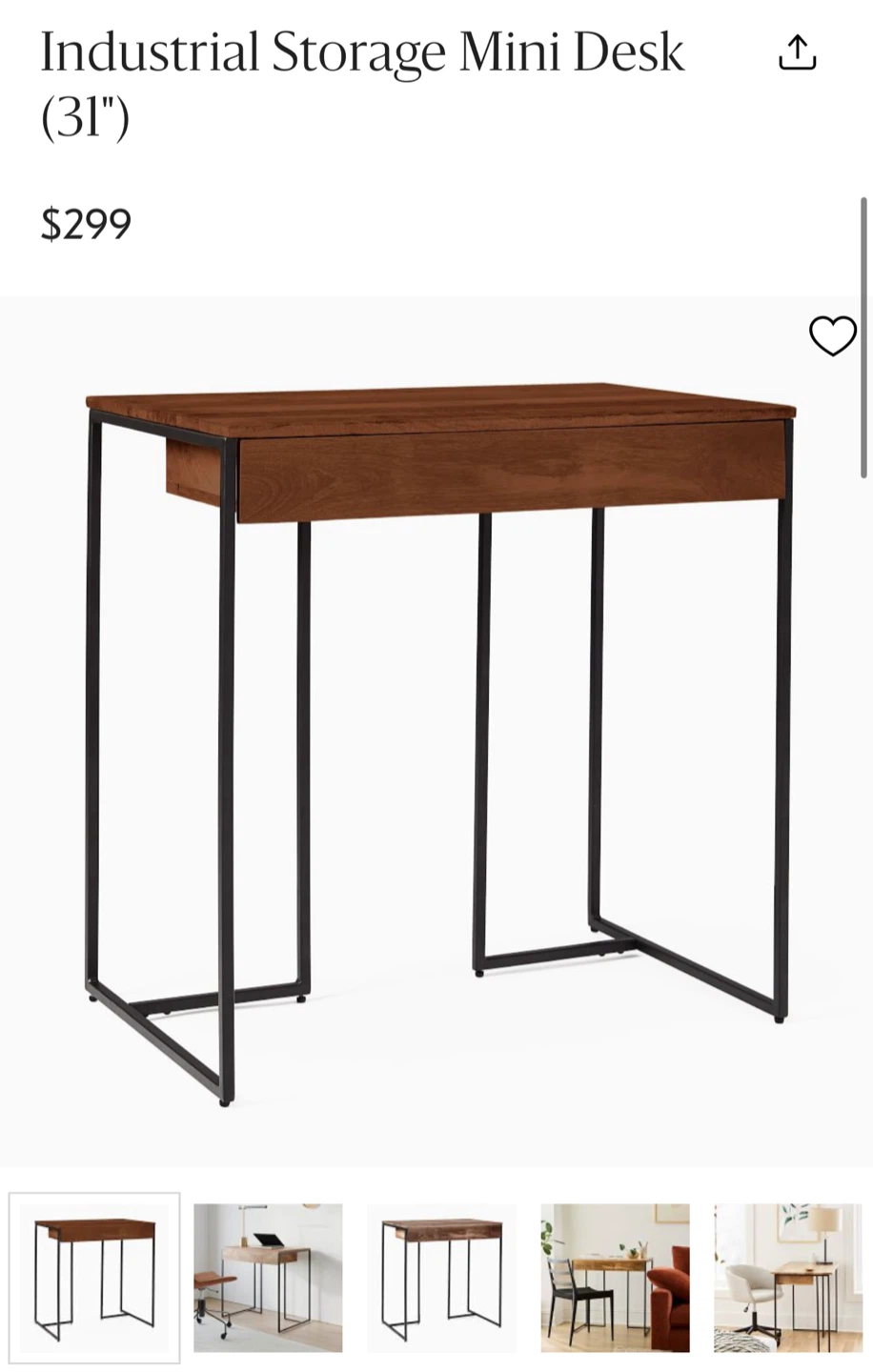 West Elm Industrial Storage Mini Desk (31")