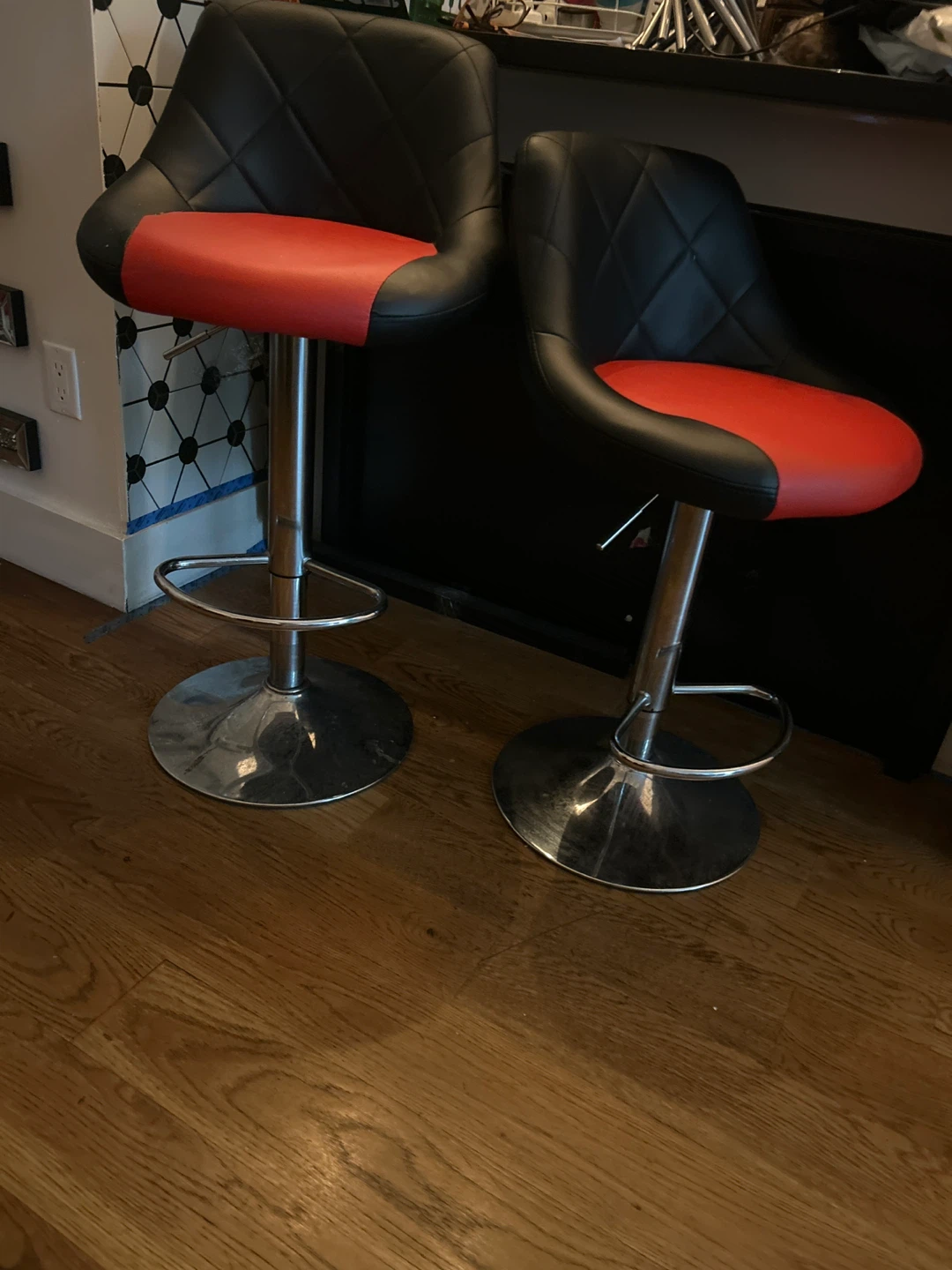Bar Stools - Black and Red (Set of 2) - photo 2