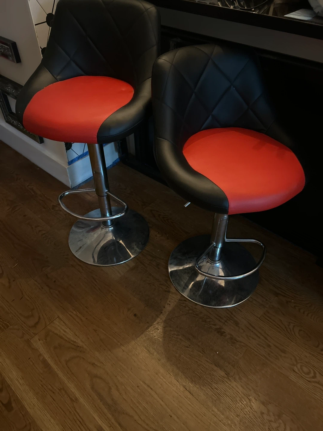 Bar Stools - Black and Red (Set of 2)