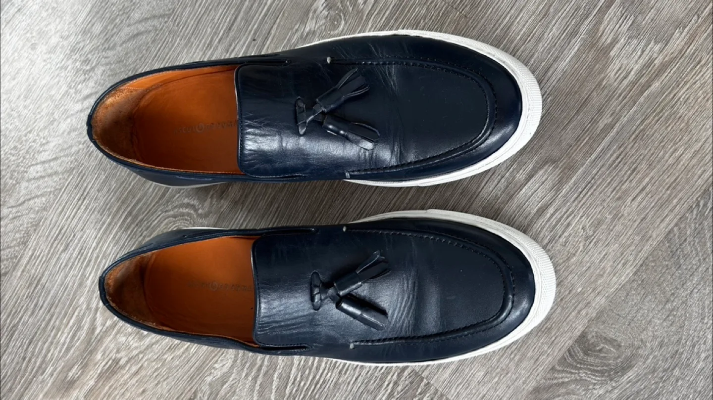 Men's Navy Blue Leather Tassel Loafers made in Italy 43 image indicator(2)
