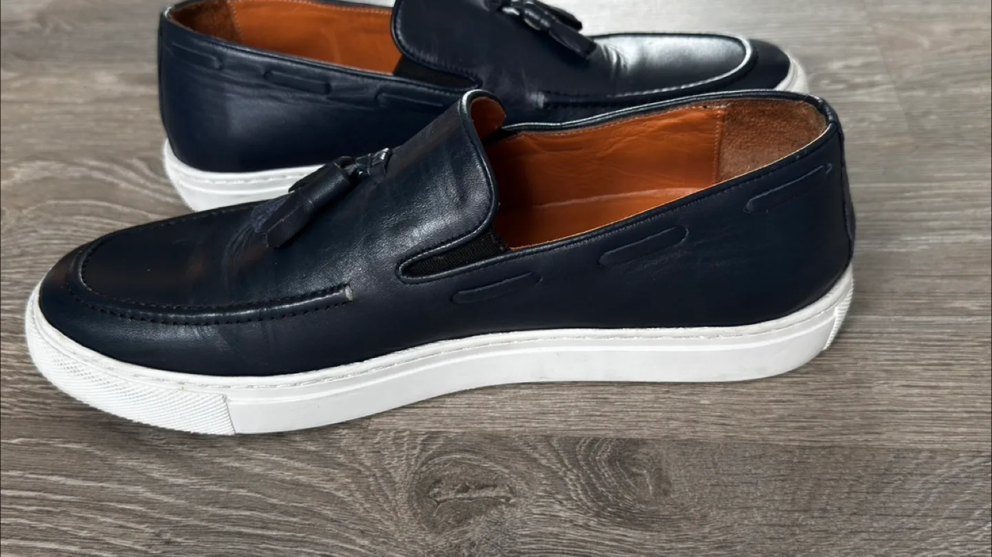 Men's Navy Blue Leather Tassel Loafers made in Italy 43 image indicator(8)