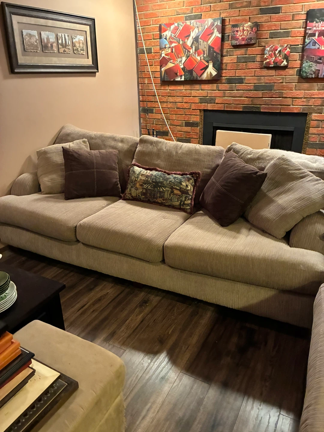 Comfortable Brown Corduroy Sofa - Some Wear - photo 2