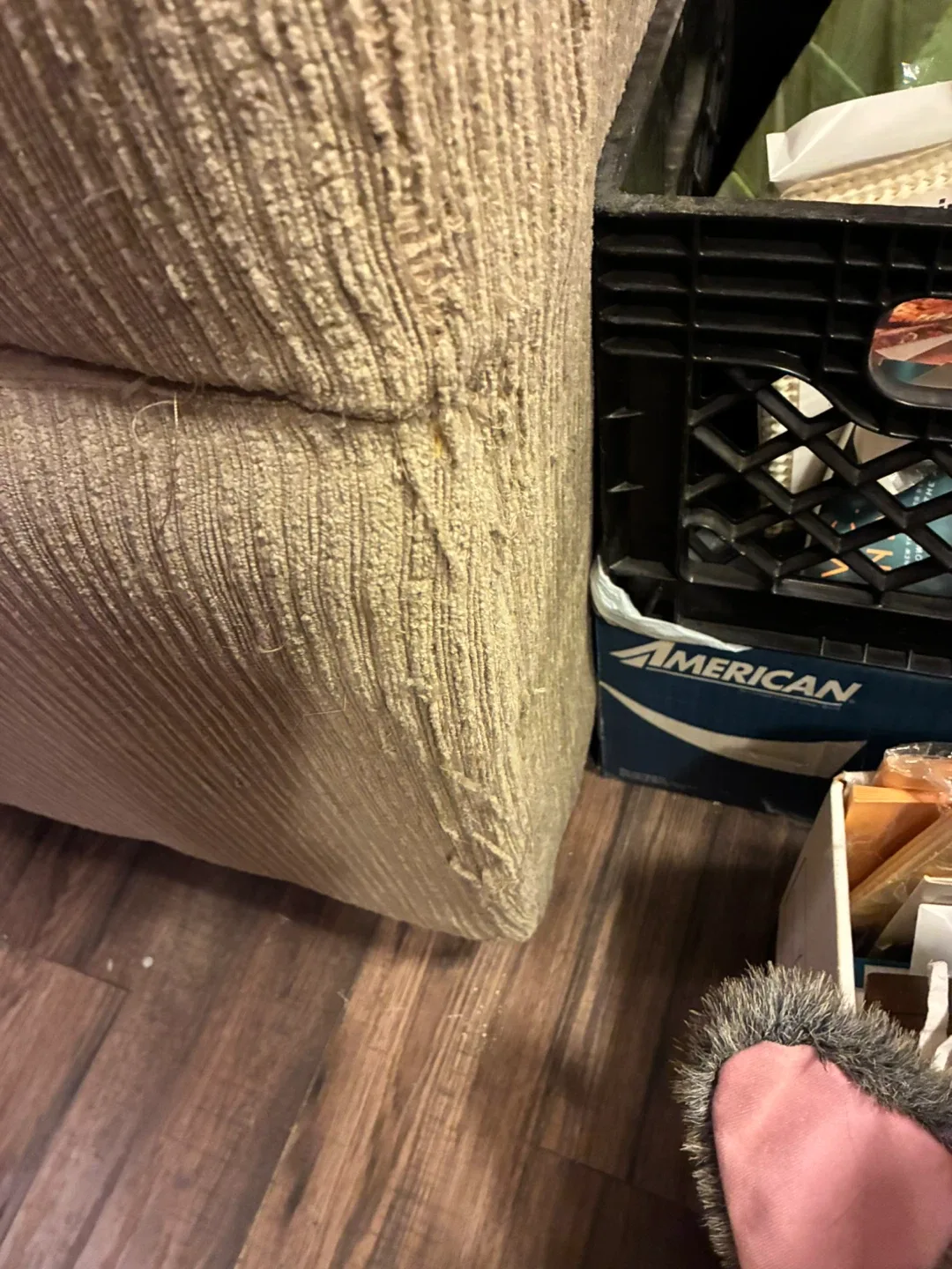 Comfortable Brown Corduroy Sofa - Some Wear image indicator(5)