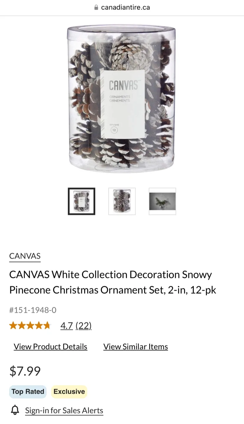 Canvas Pinecone Ornaments - Lot of 4 - BN image indicator(2)