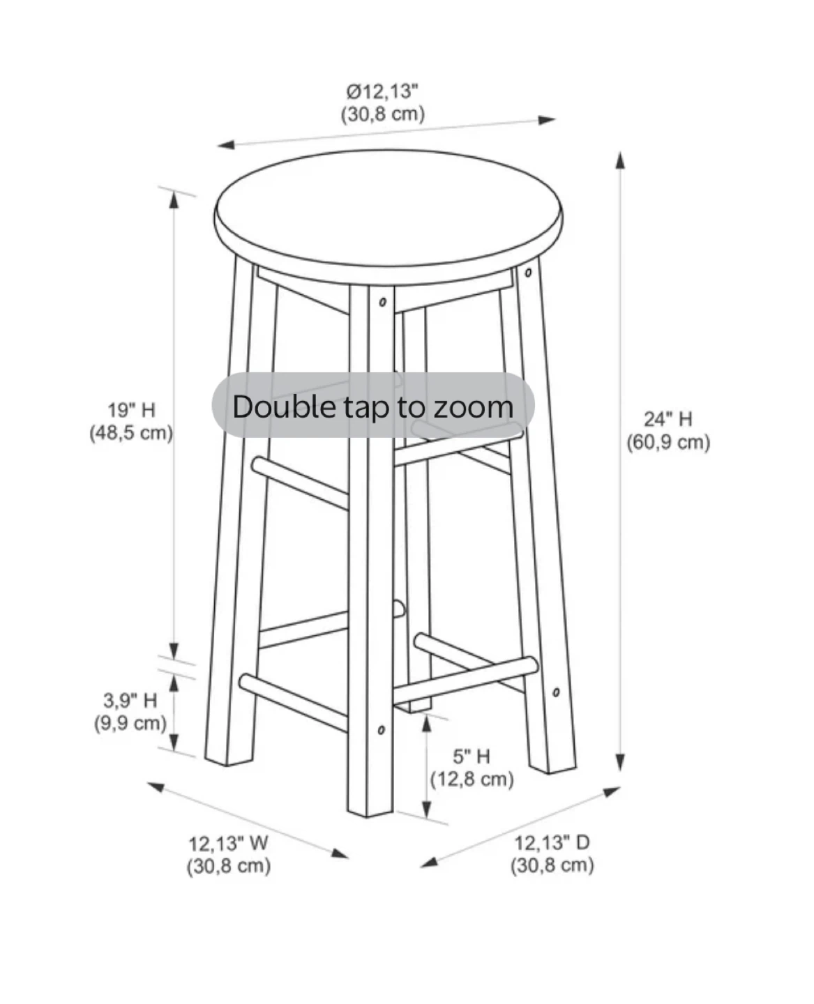 Round Wooden Stool - 24" Height - photo 2
