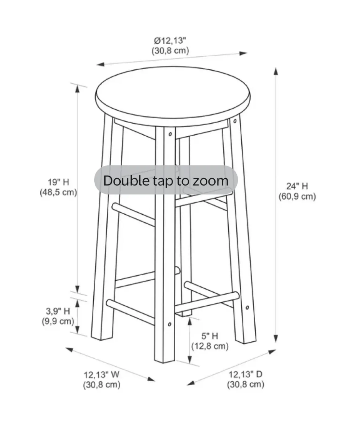 Round Wooden Stool - 24" Height image indicator(2)