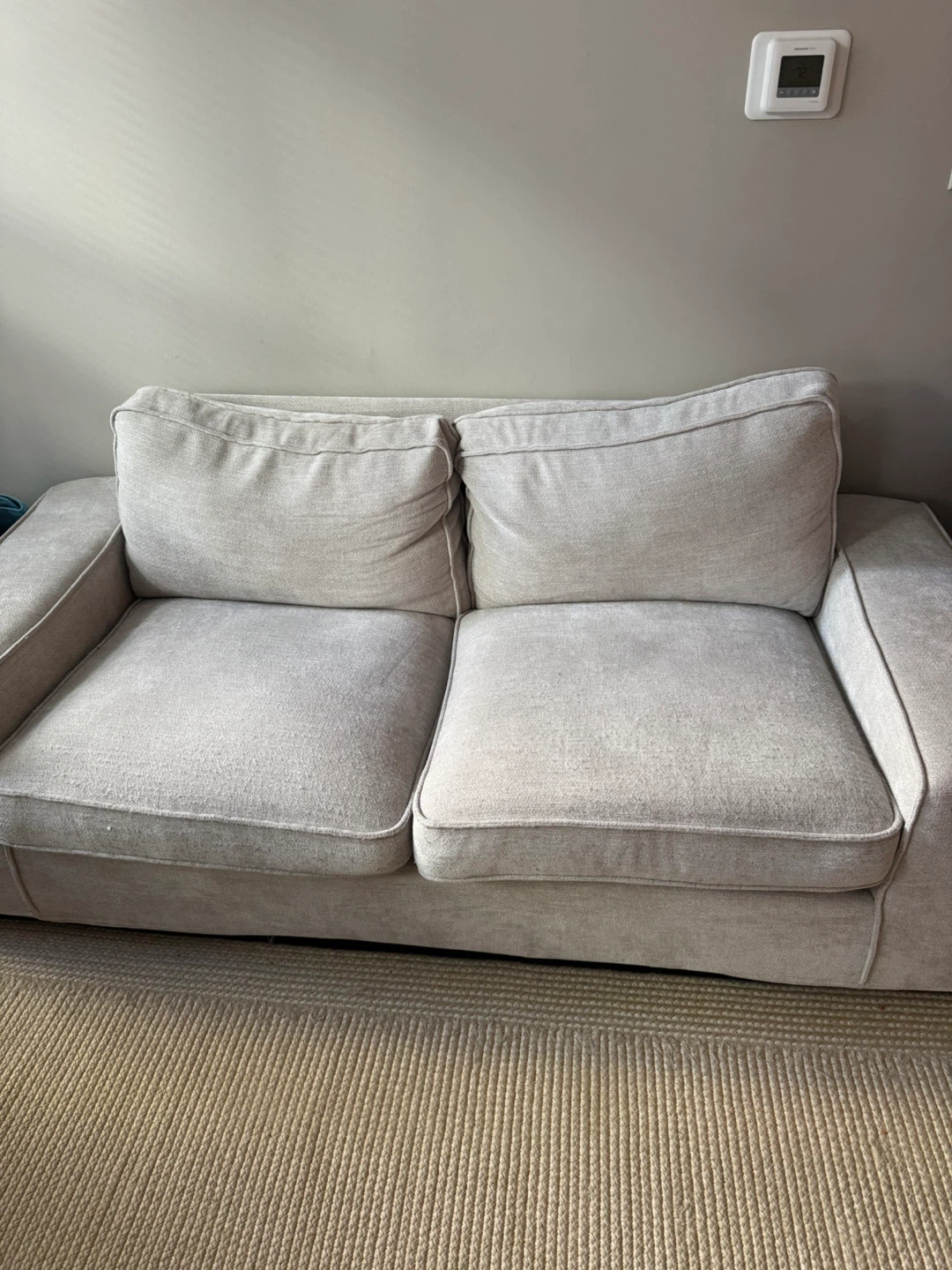 Comfortable Small Beige Love Seat Sofa
