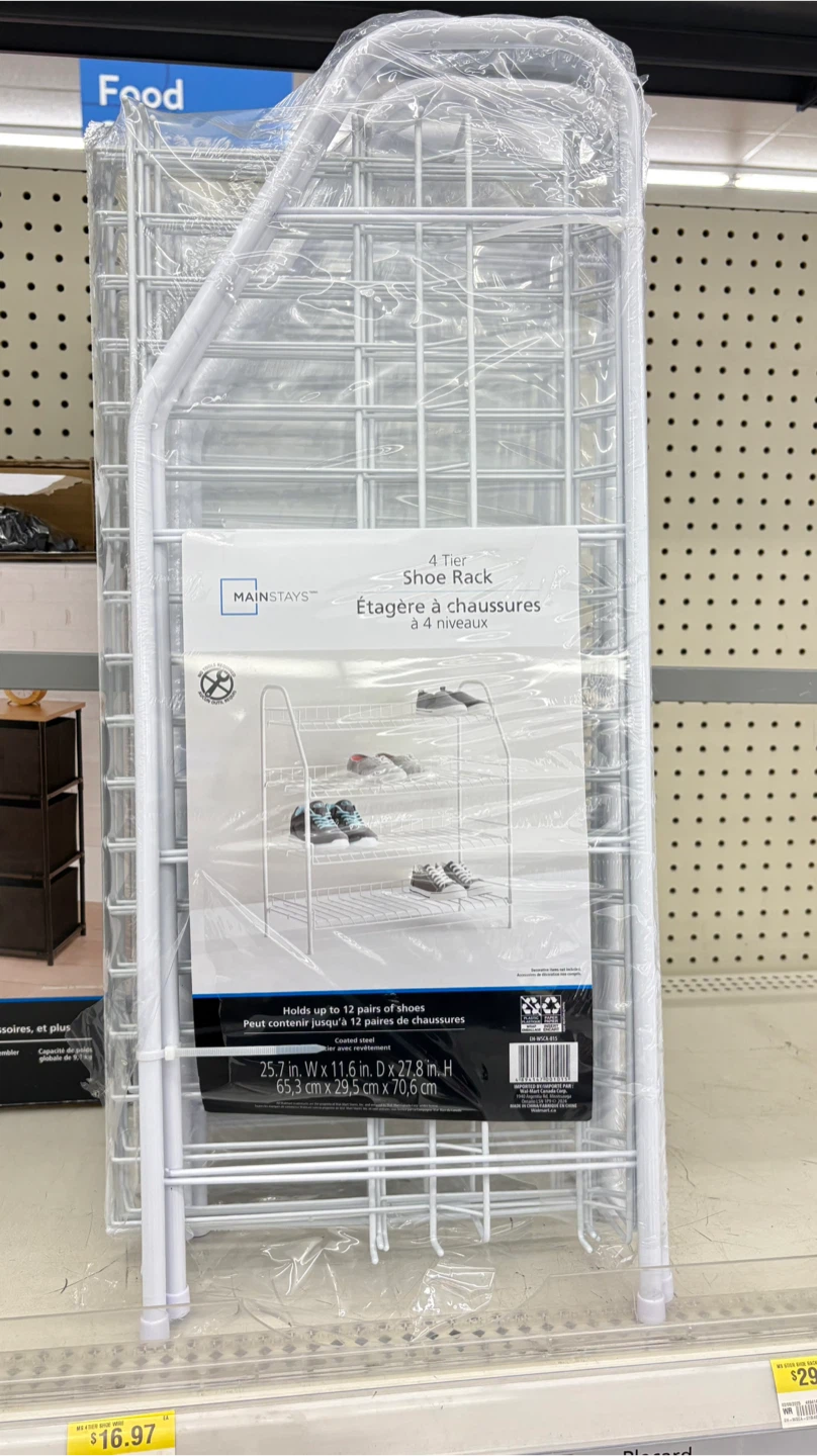 Mainstays 4-Tier Shoe Rack - White - photo 4