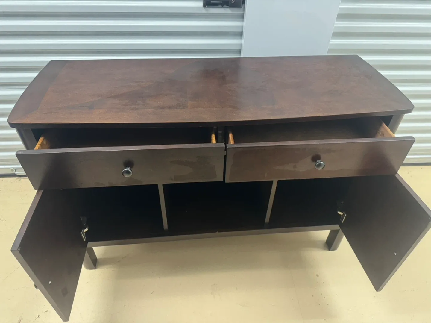 Brown Wood TV Stand with Storage image indicator(4)