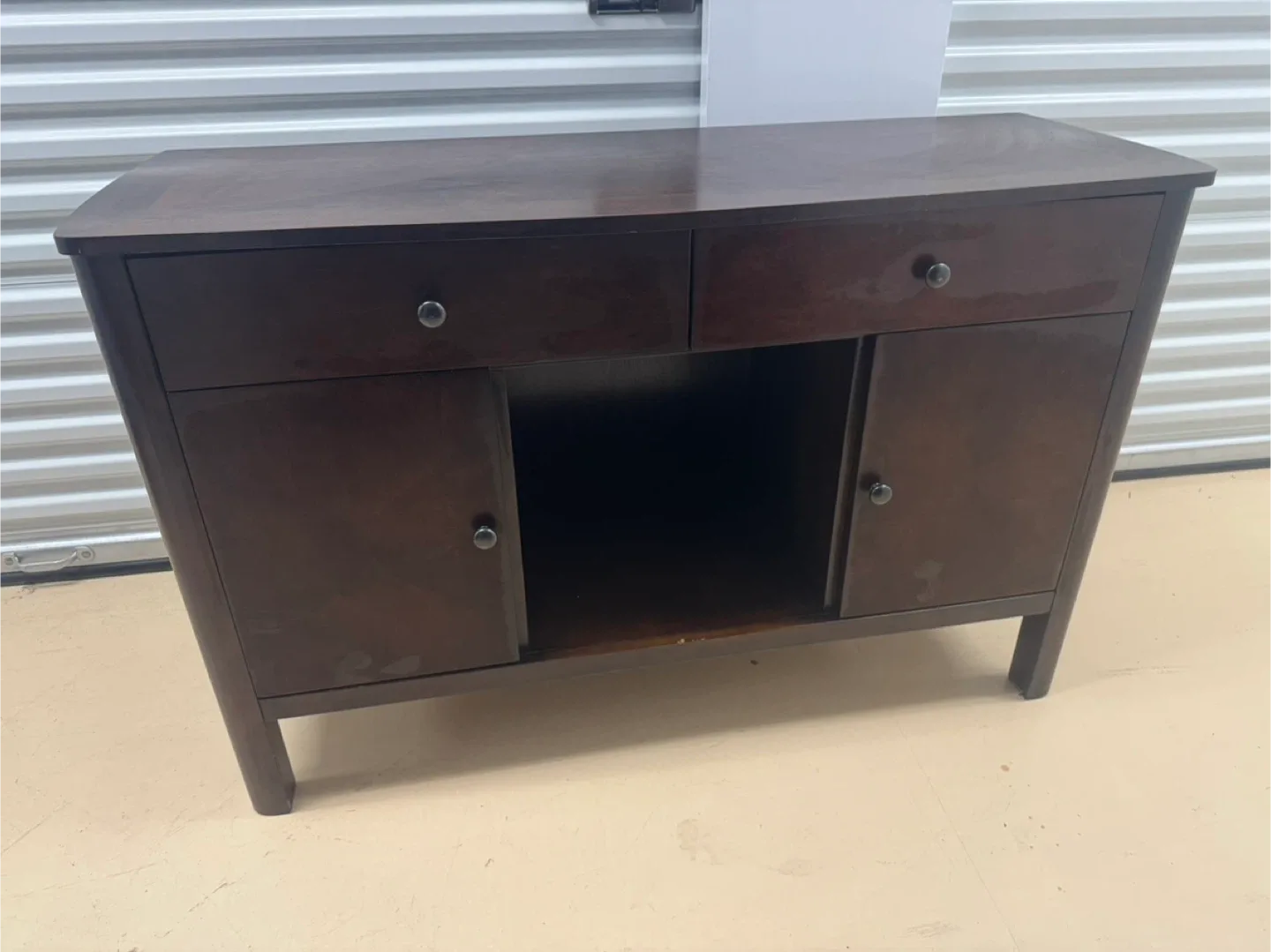 Brown Wood TV Stand with Storage image indicator(2)