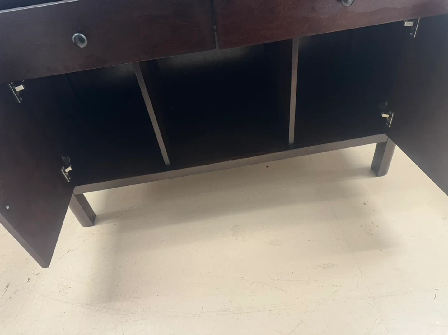 Brown Wood TV Stand with Storage image indicator(3)
