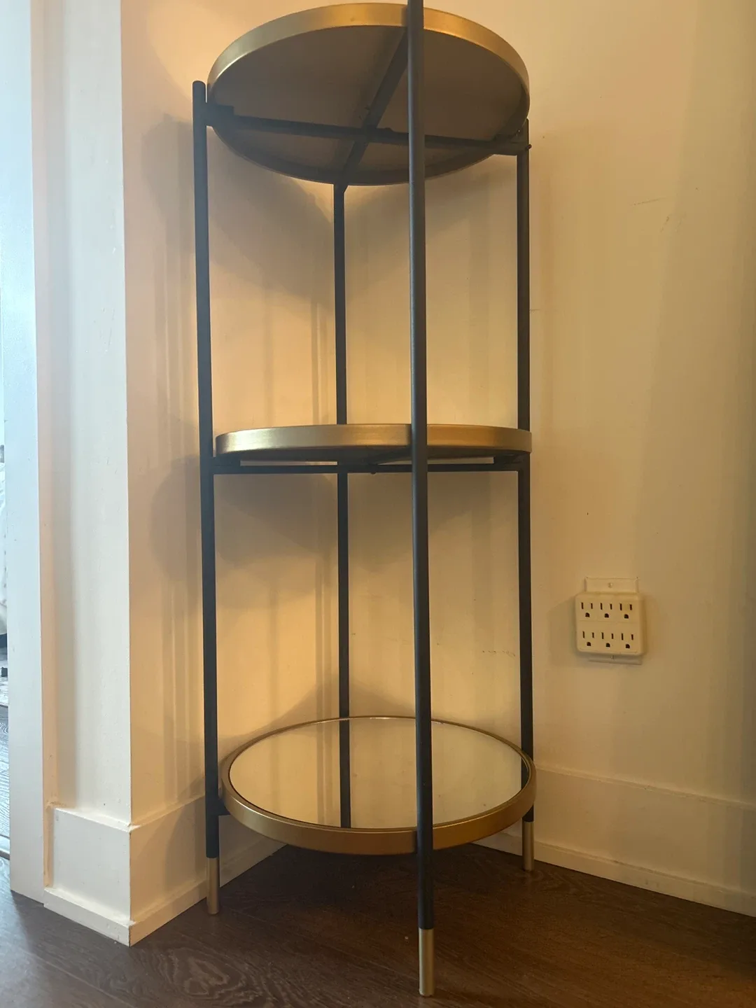 round 3-tier mirrored accent table - Black & Gold