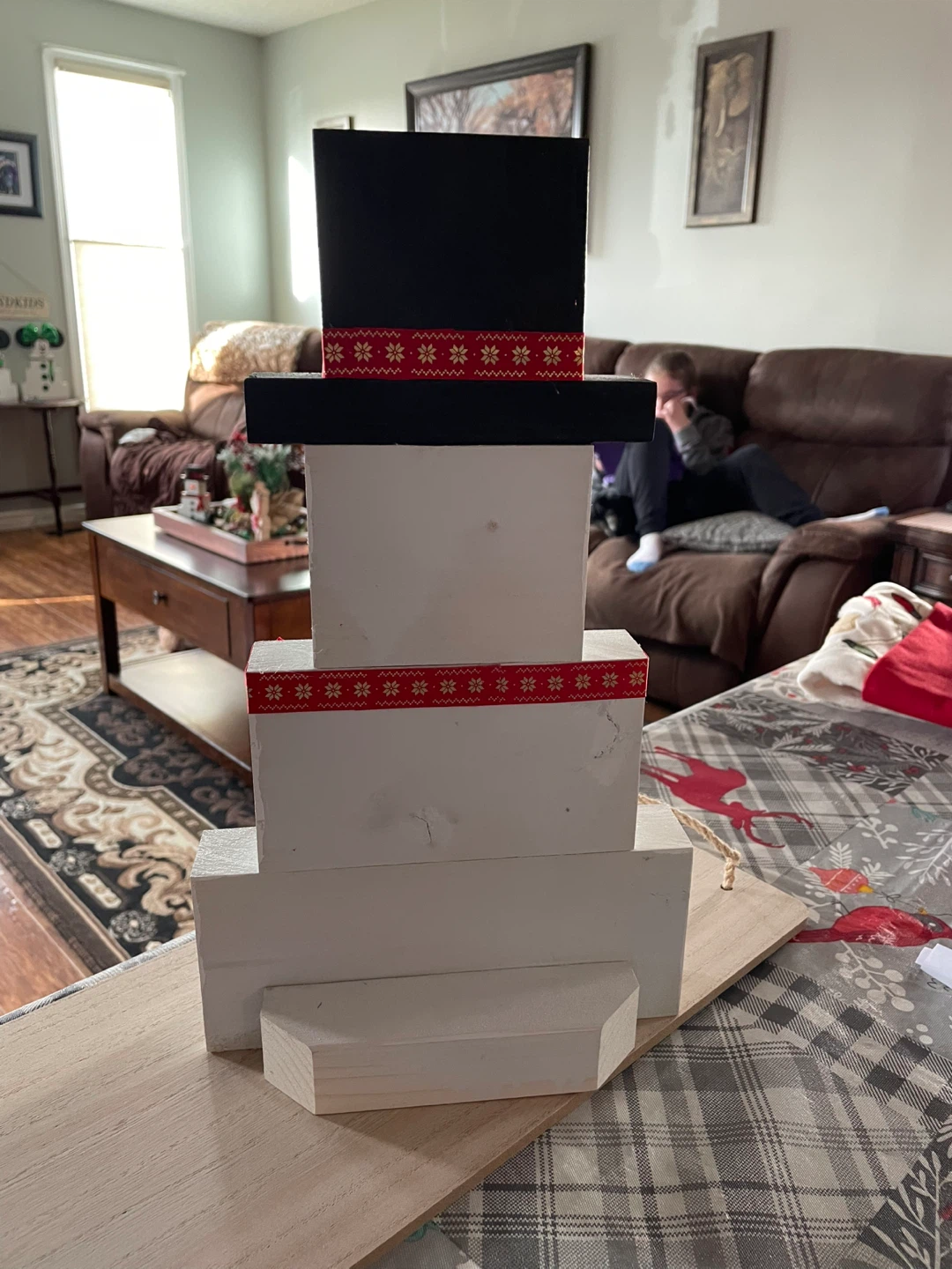 Handmade Calgary Flames Snowman Decoration - photo 2