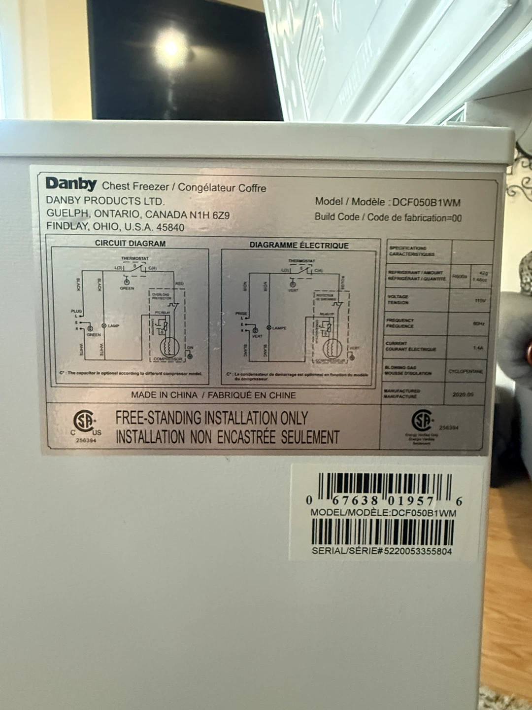 Danby Chest Freezer - Model DCF050B1WM - photo 3